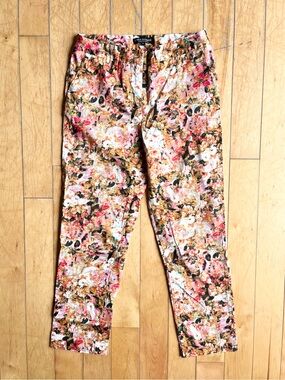 Linea Domani Limited Collection Abstract Floral Slim Fit Cropped Pants Size 4